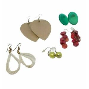 Jewelry Lot 5 Pierced Earrings Fashion Costume Gold Silver Tone Dangle Drop